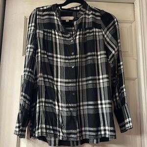 Loft, black and white blouse